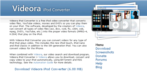Videora Ipod converter